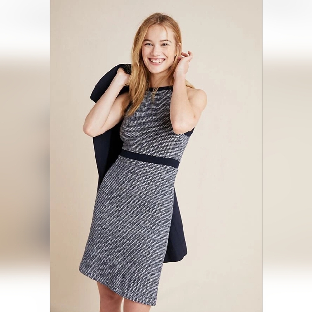 Anthropologie Dolan Literatus Knit Blue Halter Dress Size Small